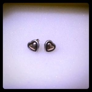 Retired James Avery heart studs- silver/ 14k gold